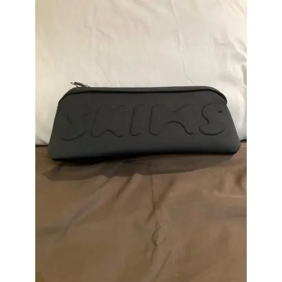 2 total SKIMS black neoprene travel pouch cases makeup lingerie bags NEW - Picture 3 of 6